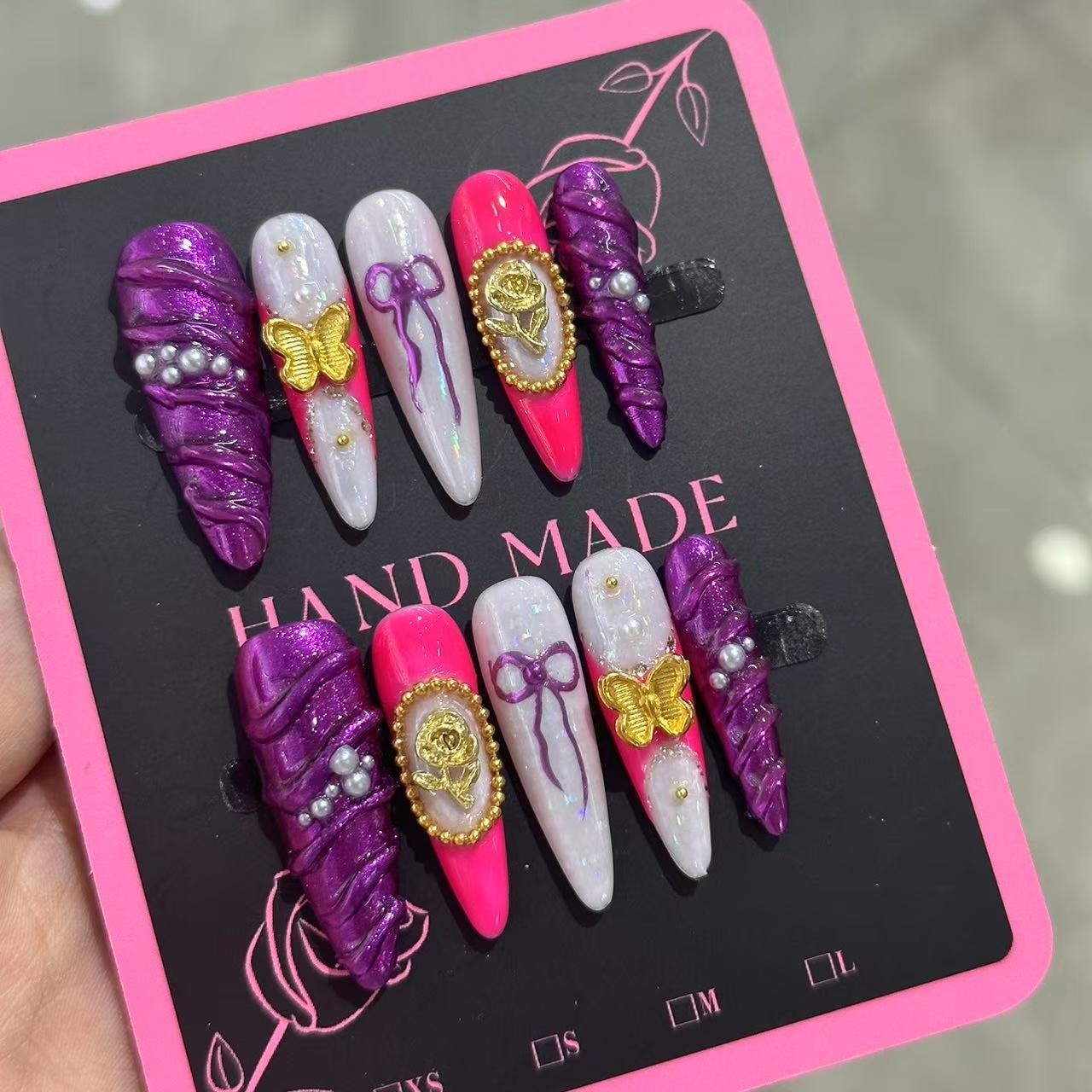 RareGoddess Handcrafted Press-On Nails 短方02