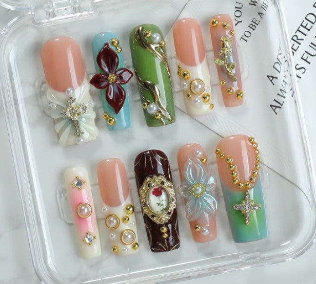 RareGoddess Handcrafted Press-On Nails SGJ-A2-0042