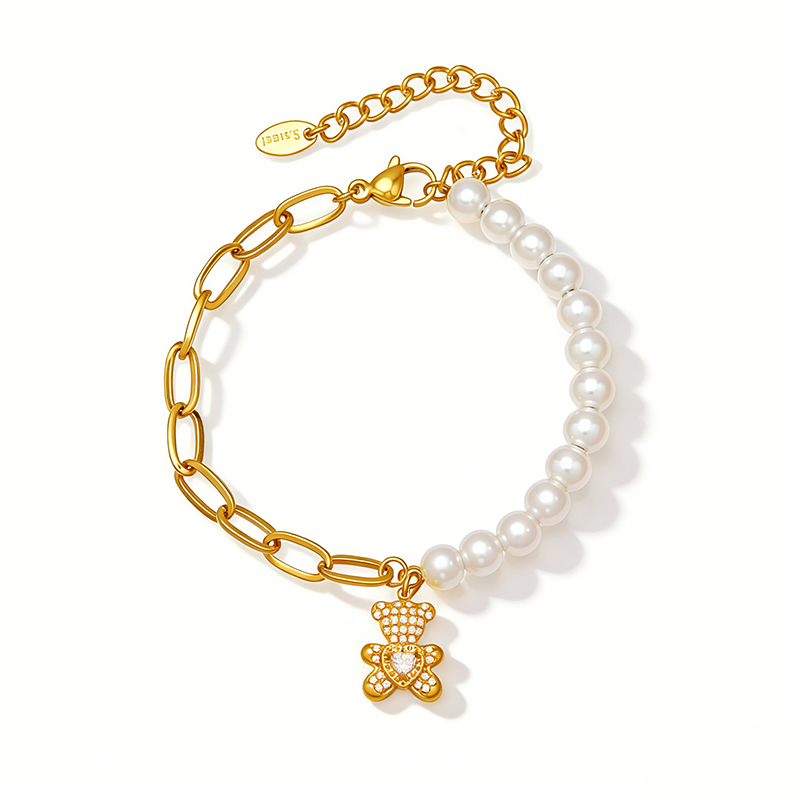 Women's Shell Bead Bracelet, 18K Gold Plated Bracelet with Zircon Pendant, Women's Jewelry Gift