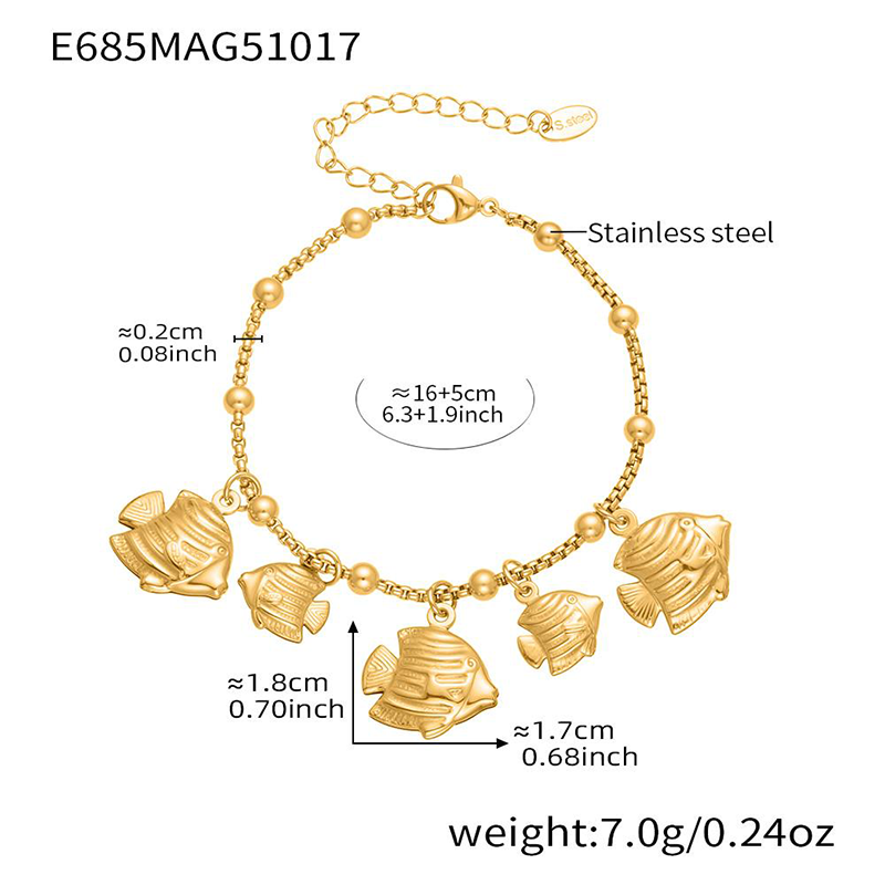 Women's bracelet with heart-shaped pendant, Bohemian style, 18K gold plated, non-fading, holiday-style jewelry