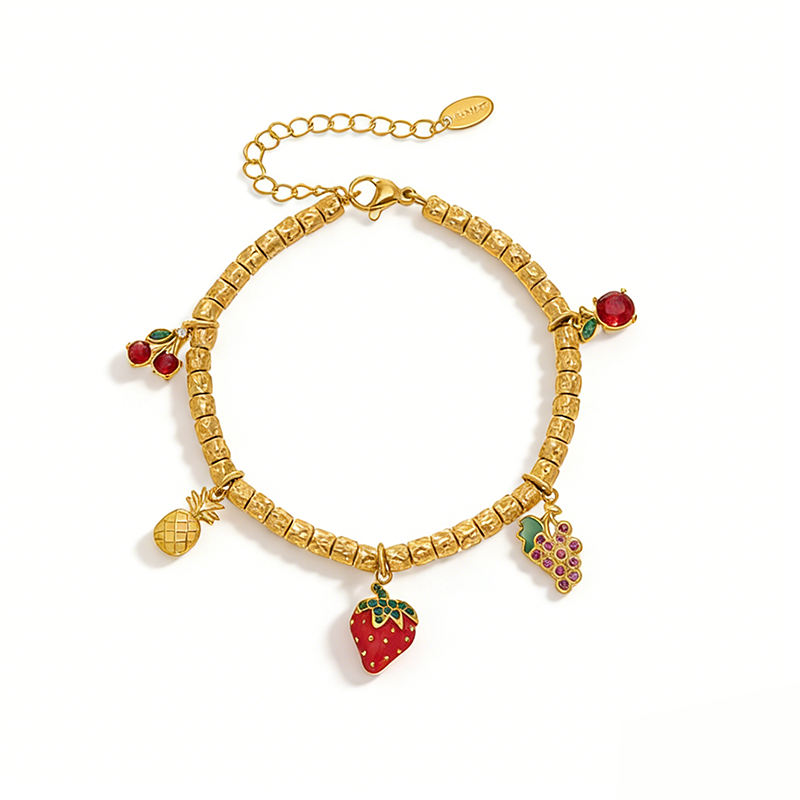 Women's bracelet, 18K gold plated, with cubic zirconia heart pendant, women's jewelry gift bracelet