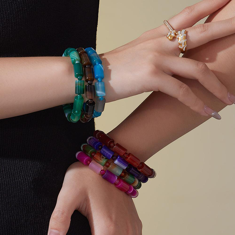 Women's natural stone beaded bracelet, ladies' jewelry gift, Bohemian style