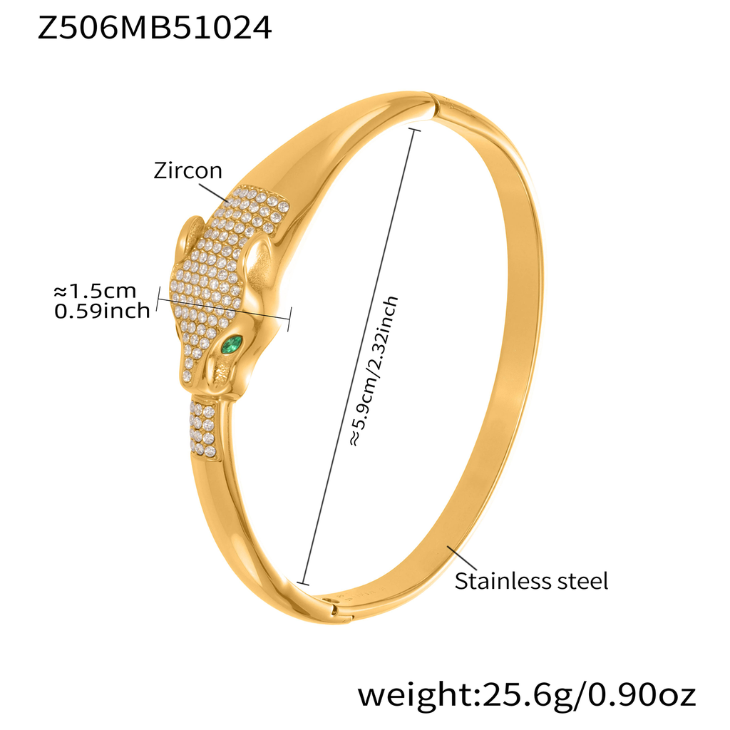 Women's 18K gold-plated serpentine stainless steel hinge clasp zircon bracelet, fashionable women's jewelry that won't fade