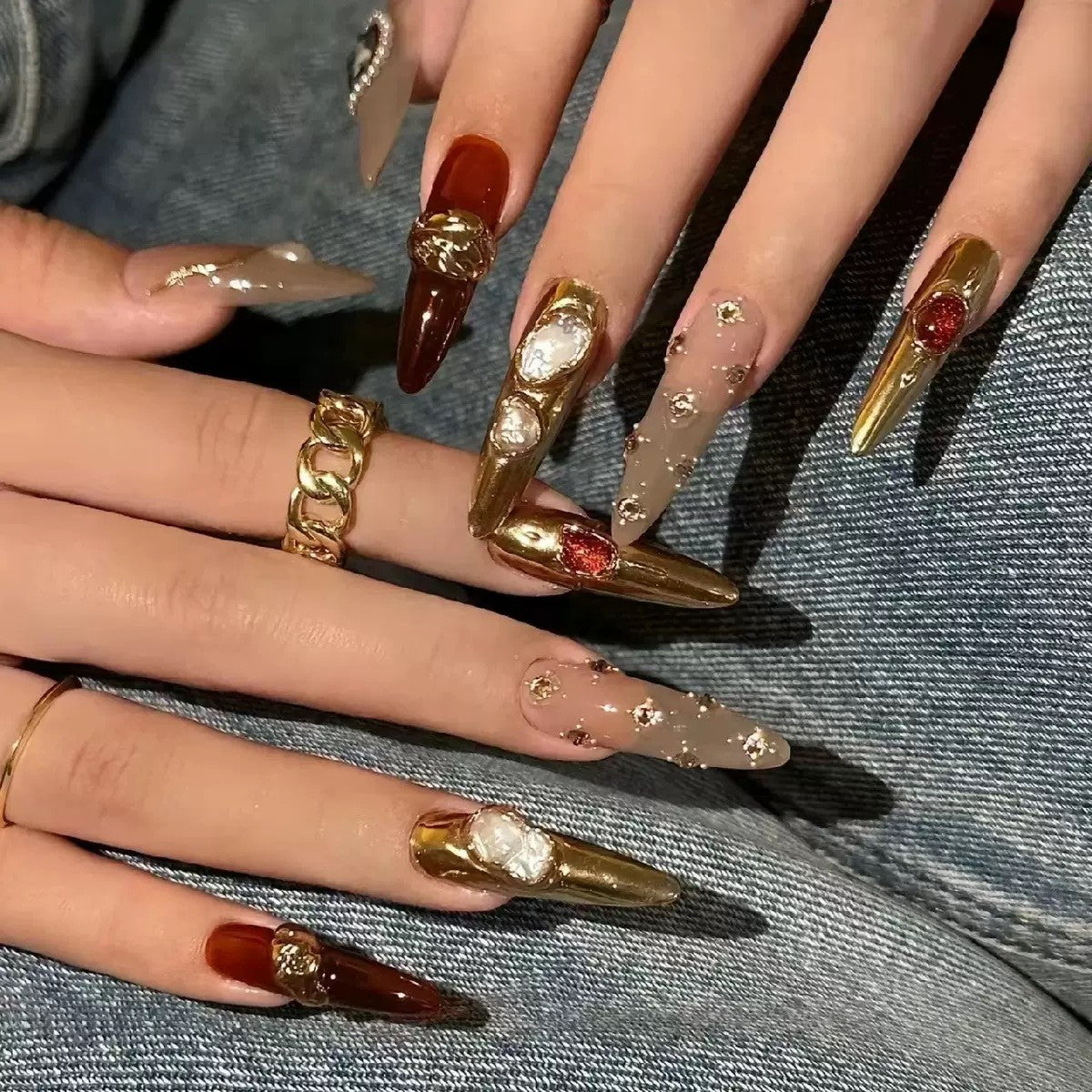 RareGoddess Handcrafted Press-On Nails DRS-9