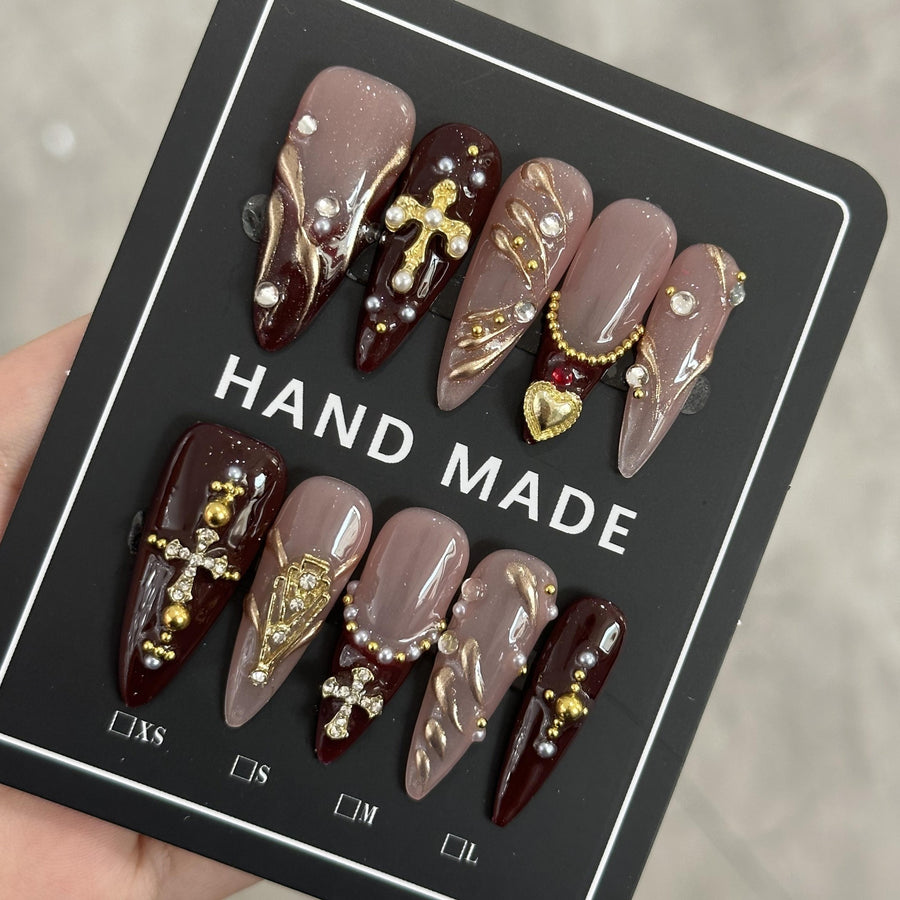 RareGoddess Handcrafted Press-On Nails 长水滴03
