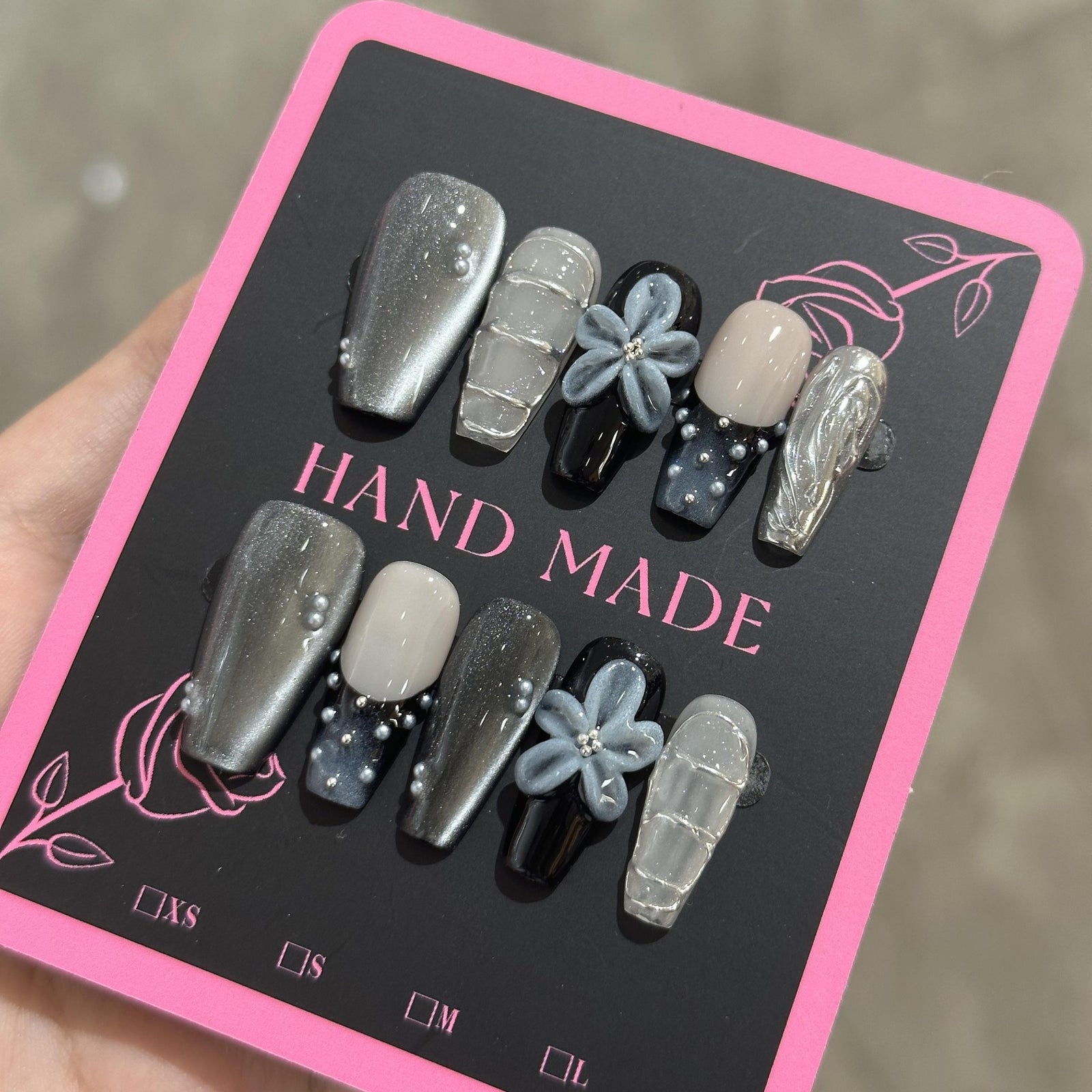 RareGoddess Handcrafted Press-On Nails 中梯01