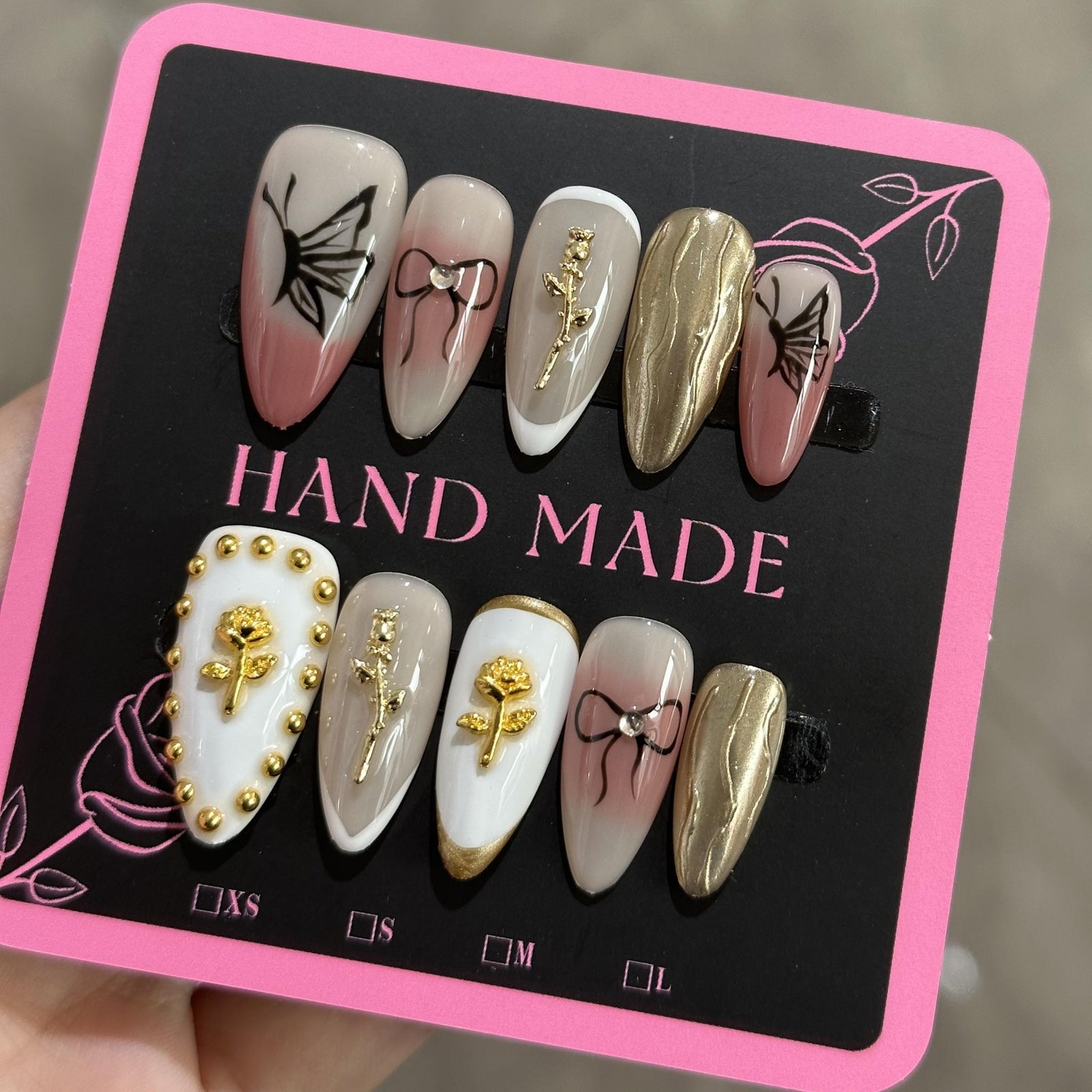 RareGoddess Handcrafted Press-On Nails 杏仁13